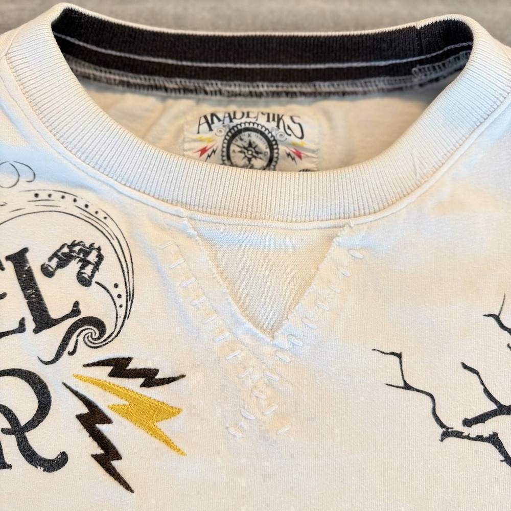 Akademiks Jeans Level Chapter Graphic T Shirt Mens 2XL White Streetwear Y2K - Picture 6 of 12